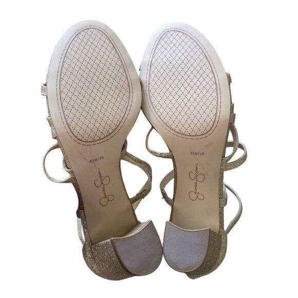 Jessica Simpson Stassey Sandal Size 8.5 Gold Glitter Open Toe Block Heel - Picture 7 of 7